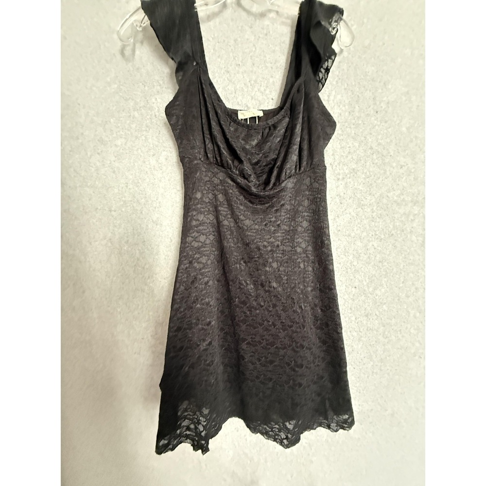 See You Monday Dress Womens 8 Black Lace Cowl Neck Sleeveless Trapeze Party